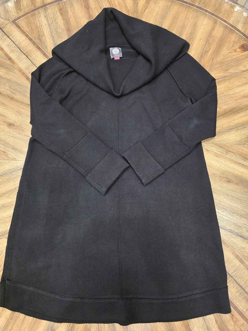 Vince Camuto Black Cowl Neck Long Sleeve Tunic Dress